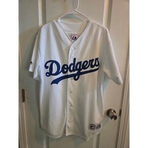 Majestic Los Angeles Dodgers MLB Jersey Mens Medium White Button Front Baseball